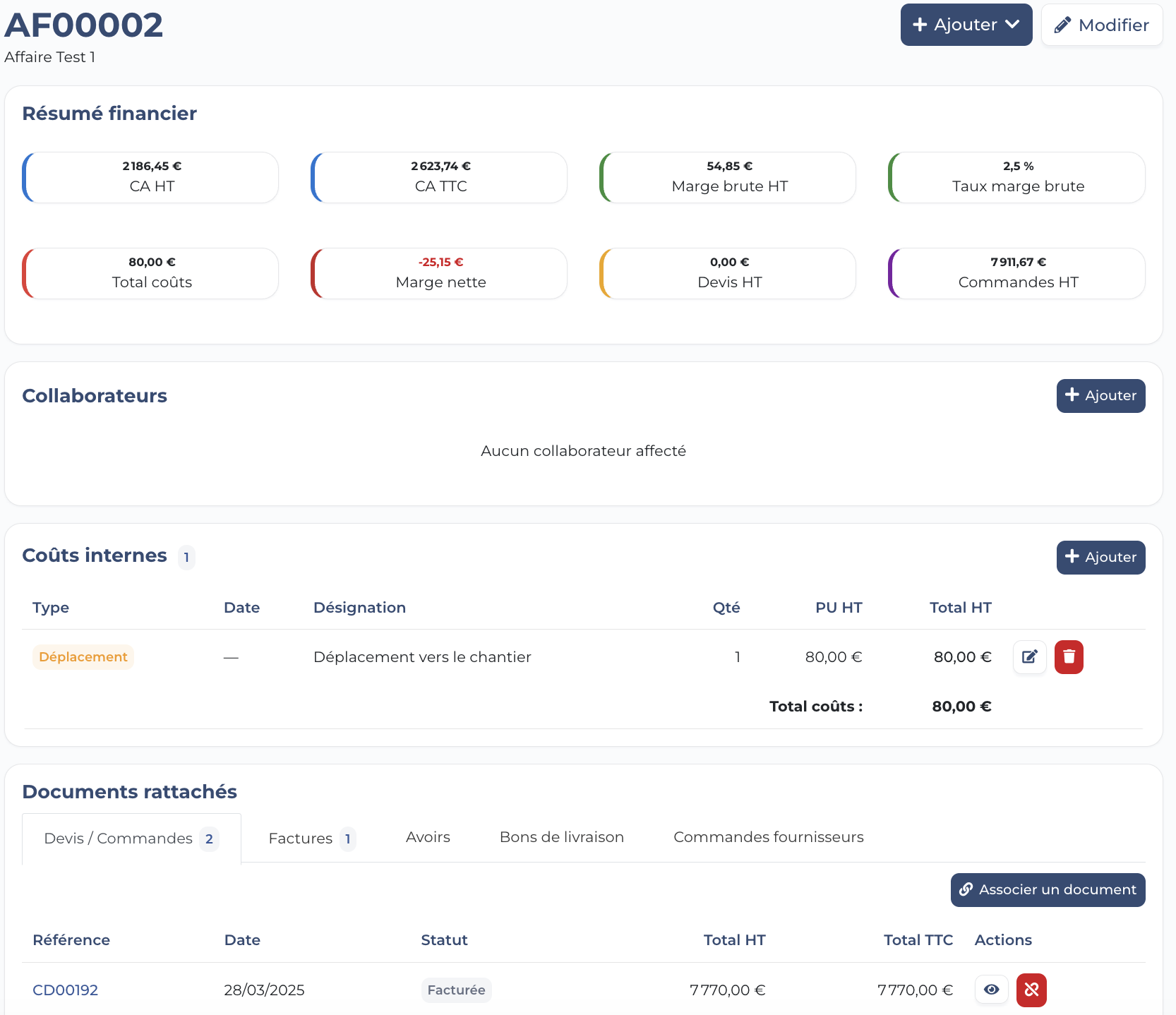 Gestion des Affaires