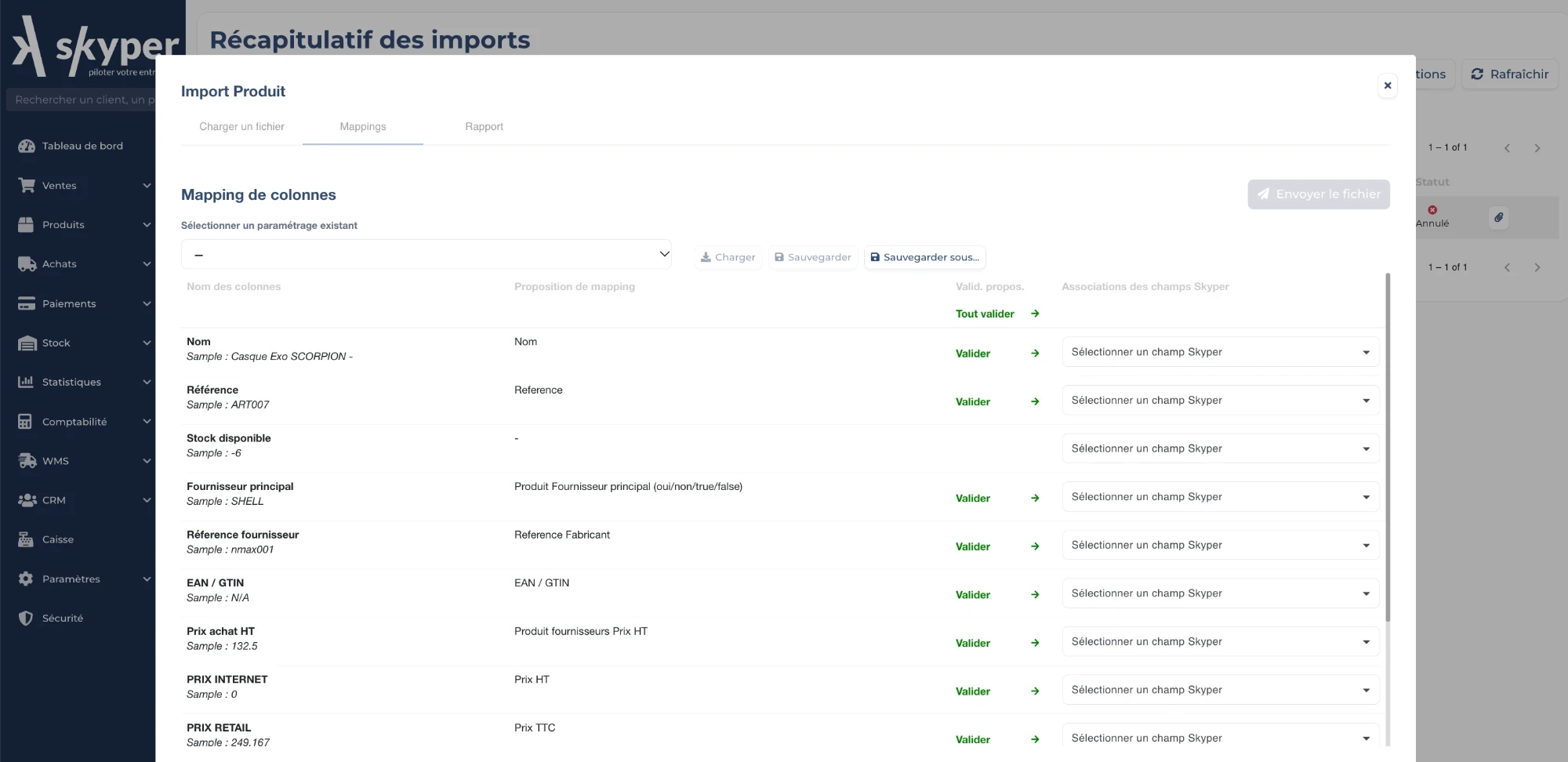 Import catalogue fournisseurs